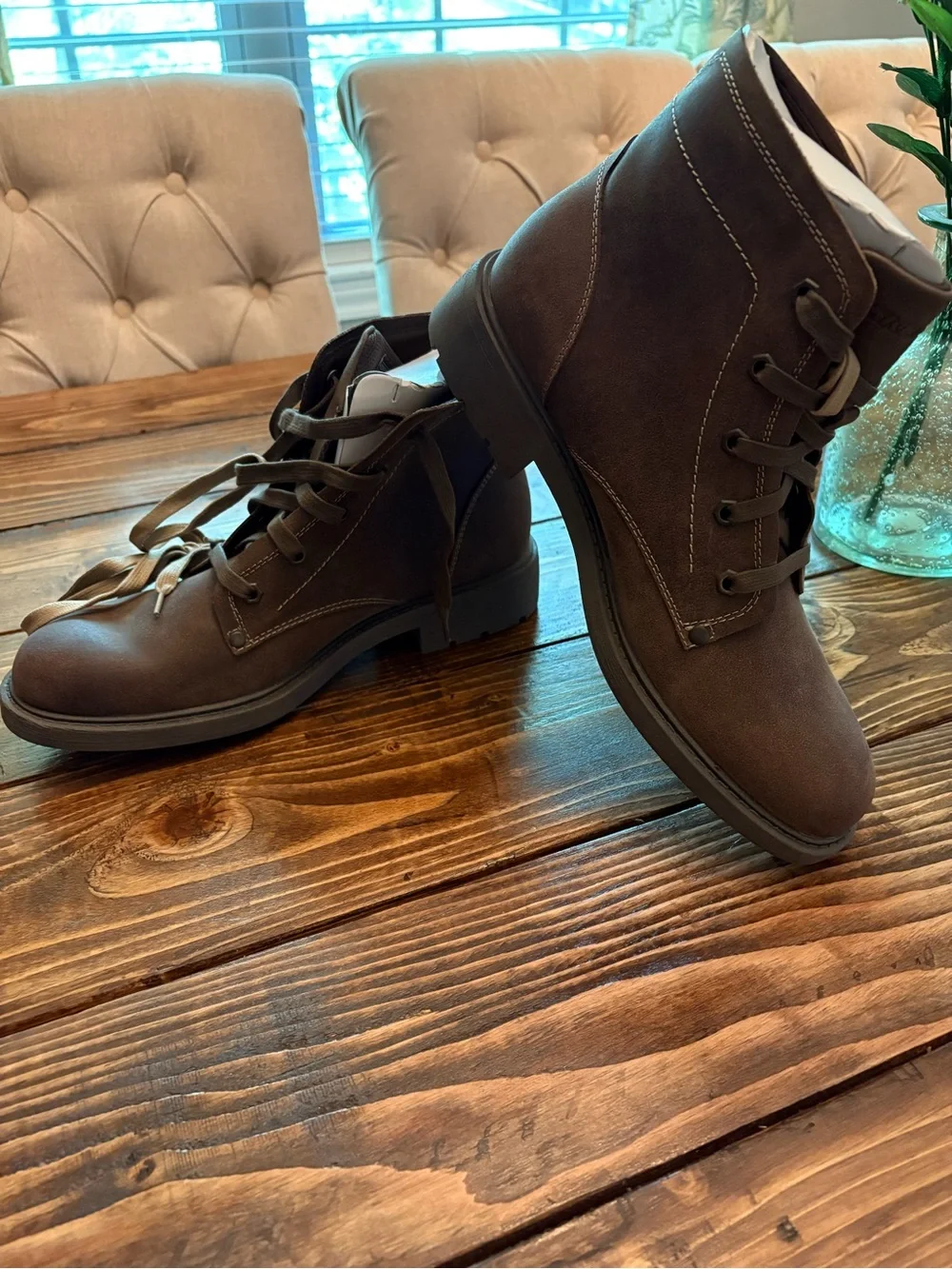 Men's Brown Lace-Up Casual Boots- Sketchers